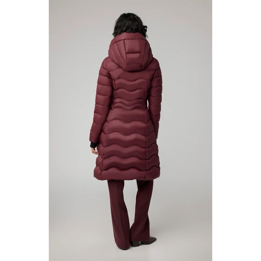 SOIA & KYO Lita-V Sustainable Lightweight Down‎ Coat in Merlot - Size Large - Picture 10 of 13